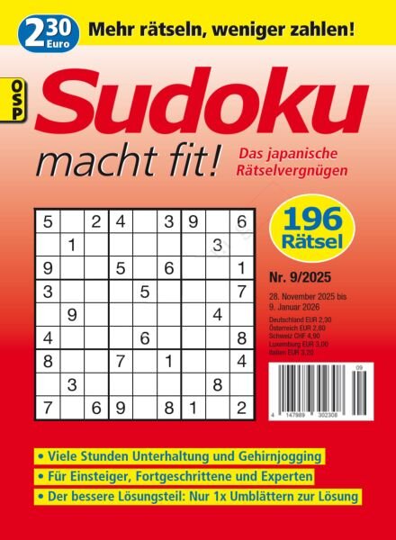 Sudoku macht fit – Nr 9 2025 Cover
