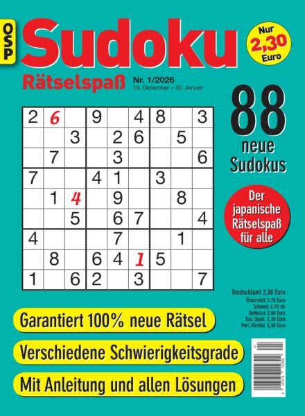 Sudoku Ratselspass – Nr 1 2026 Cover