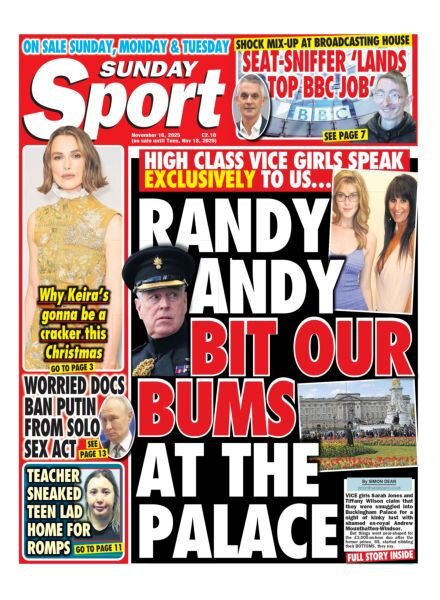 Sunday Sport – 16 November 2025 Cover