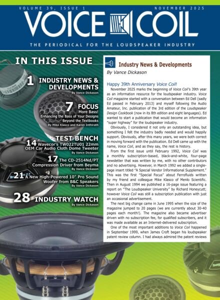 Voice Coil Magazine – November 2025 Cover