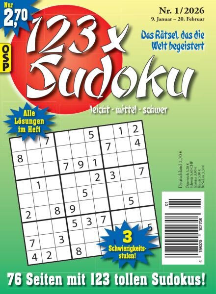 123 x Sudoku – Nr 1 2026 Cover