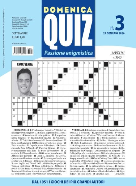 Domenica Quiz – 29 Gennaio 2026 Cover
