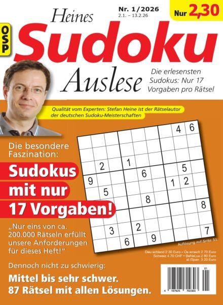 Heines Sudoku Auslese – Nr 1 2026 Cover