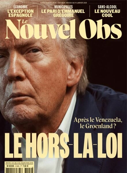 Le Nouvel Obs – 8 Janvier 2026 Cover