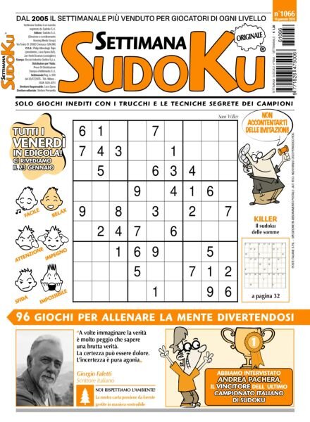 Settimana Sudoku – 16 Gennaio 2026 Cover