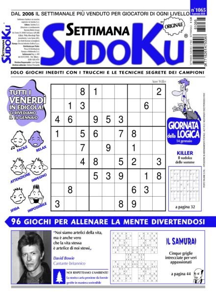 Settimana Sudoku – 9 Gennaio 2026 Cover