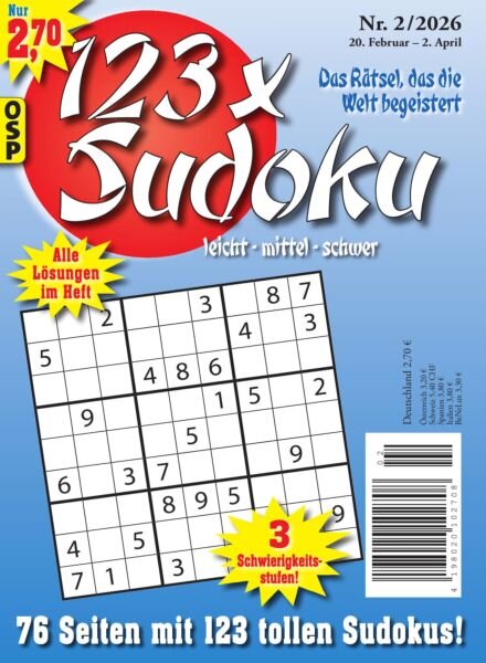 123 x Sudoku – Nr 2 2026 Cover