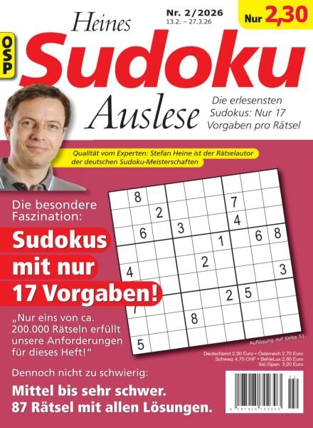 Heines Sudoku Auslese – Nr 2 2026 Cover