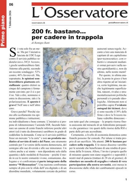 L’Osservatore – 7 Febbraio 2026 Cover