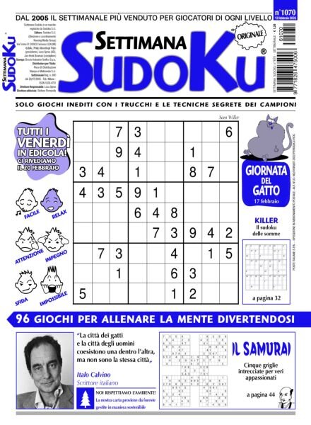 Settimana Sudoku – 13 Febbraio 2026 Cover