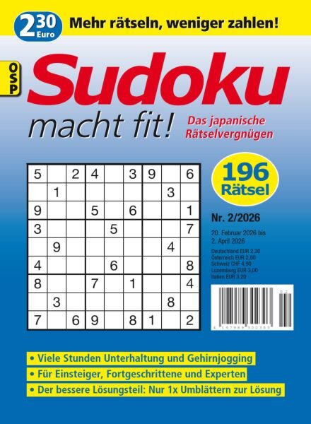 Sudoku macht fit – Nr 2 2026 Cover