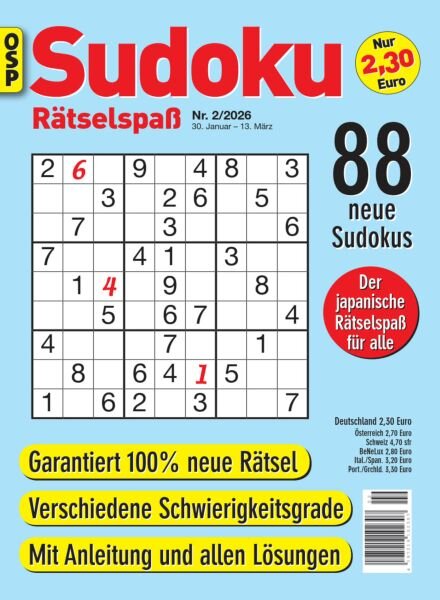Sudoku Ratselspass – Nr 2 2026 Cover