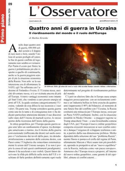 L’Osservatore – 28 Febbraio 2026 Cover