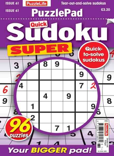 PuzzleLife PuzzlePad Sudoku Super – March 2026 Cover