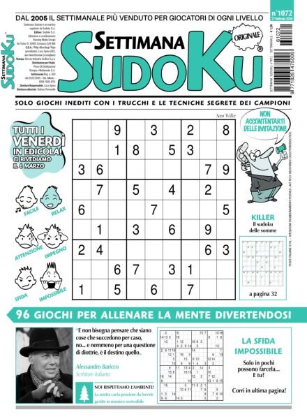 Settimana Sudoku – 27 Febbraio 2026 Cover