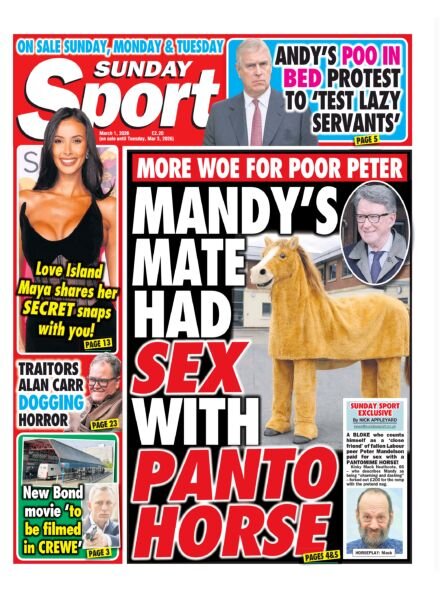 Sunday Sport – 1 March 2026 Cover
