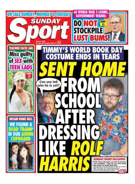Sunday Sport – 8 March 2026 Cover