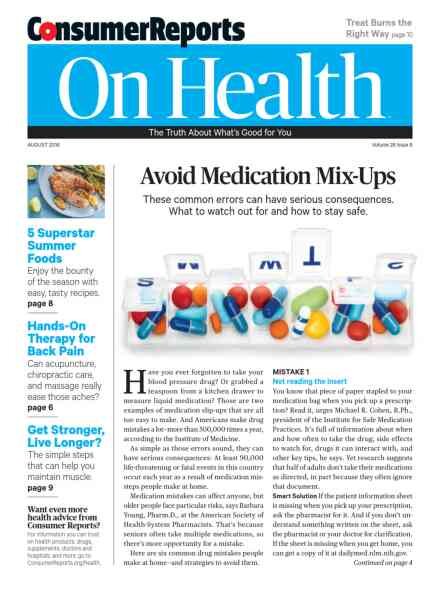 Consumer Reports on Health – August 2016 Cover
