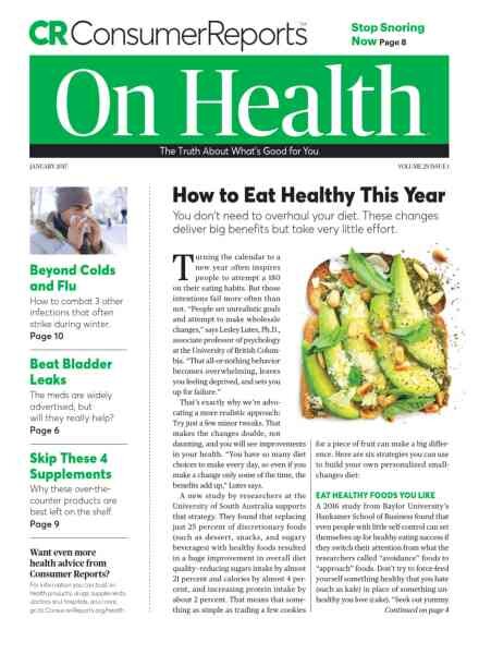 Consumer Reports on Health – January 2017 Cover
