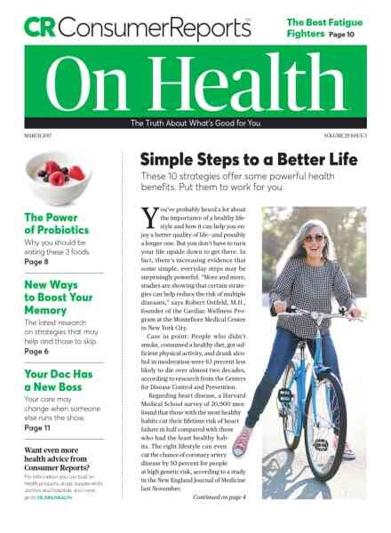 Consumer Reports on Health – March 2017 Cover