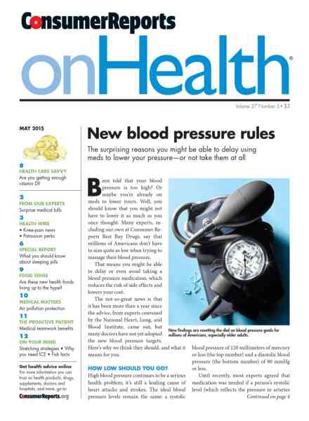 Consumer Reports on Health – May 2015 Cover