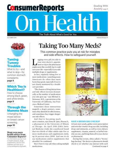 Consumer Reports on Health – October 2016 Cover