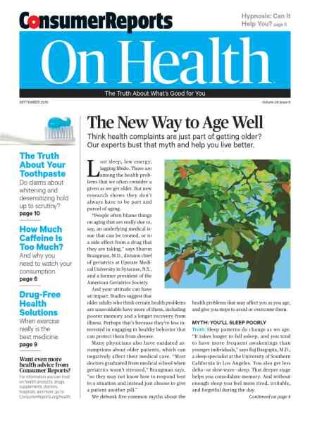 Consumer Reports on Health – September 2016 Cover