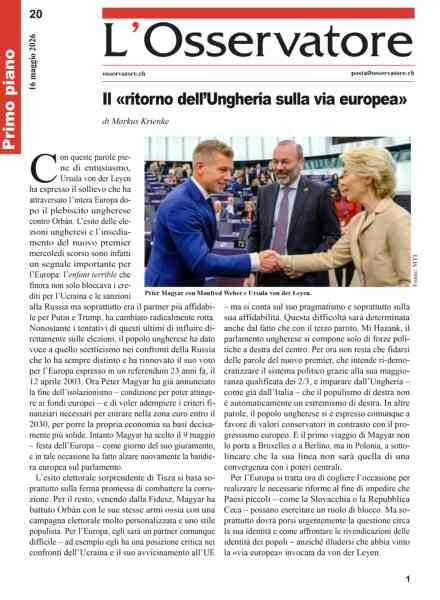 L’Osservatore – 16 Maggio 2026 Cover