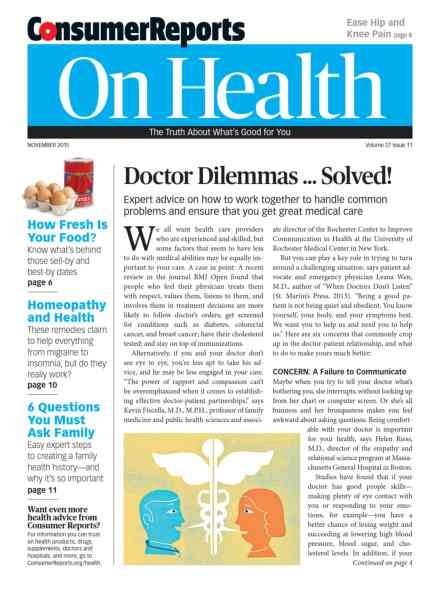Consumer Reports on Health – November 2015 Cover