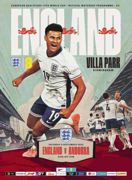 Official England Matchday Programmes – England v Andorra – 6 September 2025 Cover