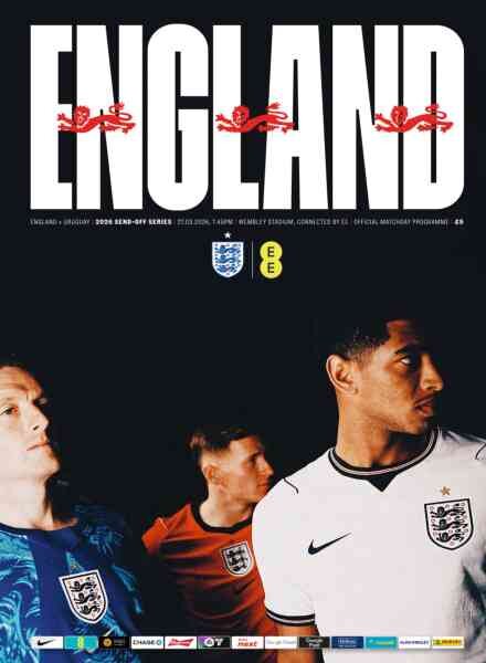 Official England Matchday Programmes – England v Uruguay – March 2026 Cover
